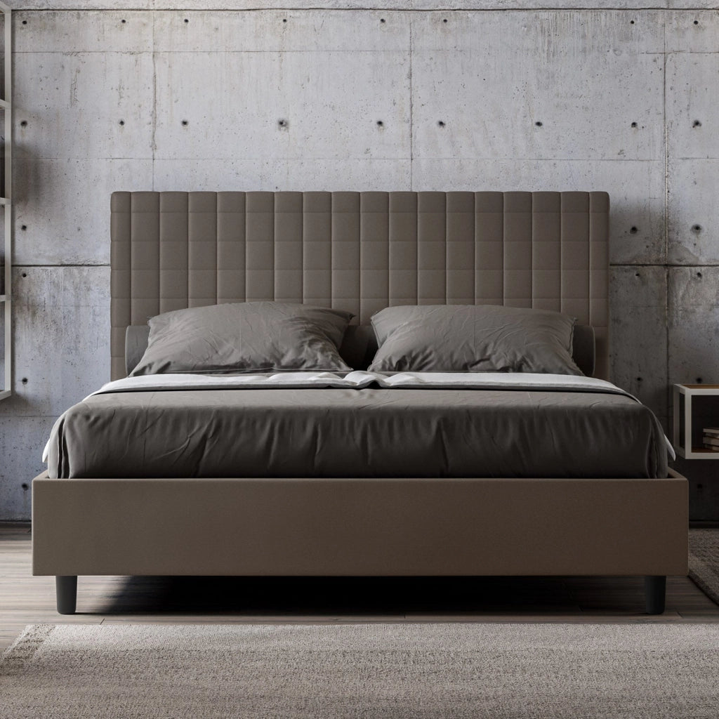 Letto Matrimoniale Francese 140x200 cm con Rete Sunny Cappuccino