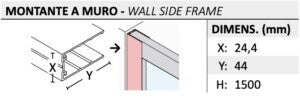 Box Sopravasca con 2 Ante Pieghevoli in Vetro trasparente Telaio alluminio Cromato - Misura: 98-100 x H 150 cm - sx