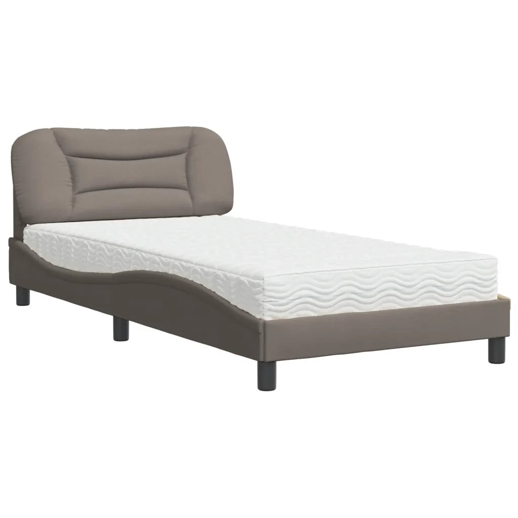 Letto con Materasso Hvar Tortora 100x200 cm in Tessuto