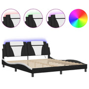 Letto matrimoniale | Letto per adulti | Giroletto Viana con LED senza Materasso Nero e Bianco 180x200 cm