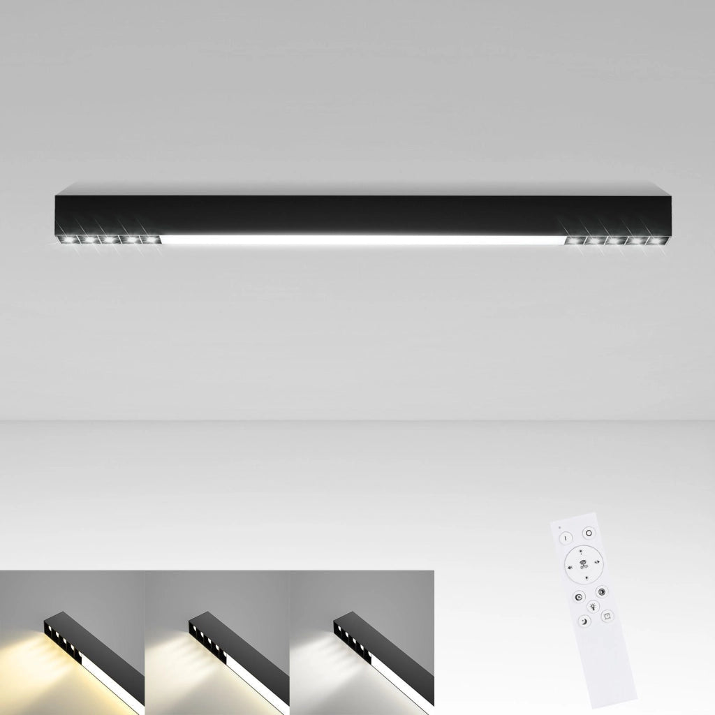 ZMH Lampada da soffitto LED nera da 80 cm con telecomando per camera da letto e ufficio