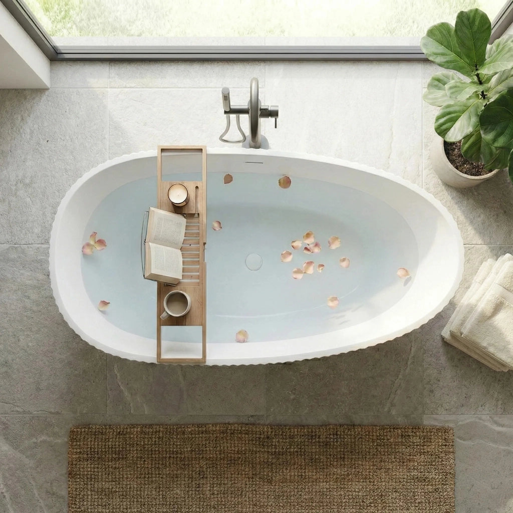 Vasca Da Bagno Freestanding In Acrilico Carmen 170 Copritappo bianco
