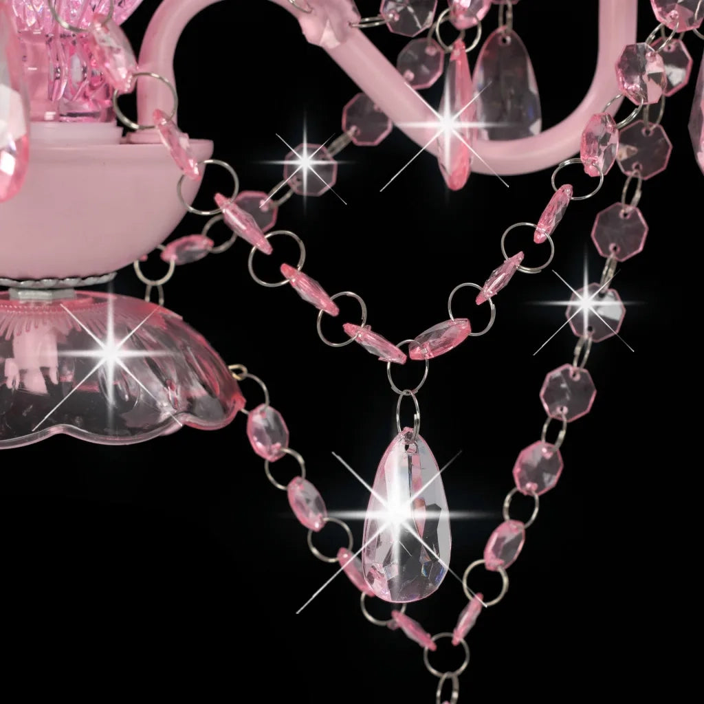 Lampadario con Perline Rosa Tondo 3 E14 281598