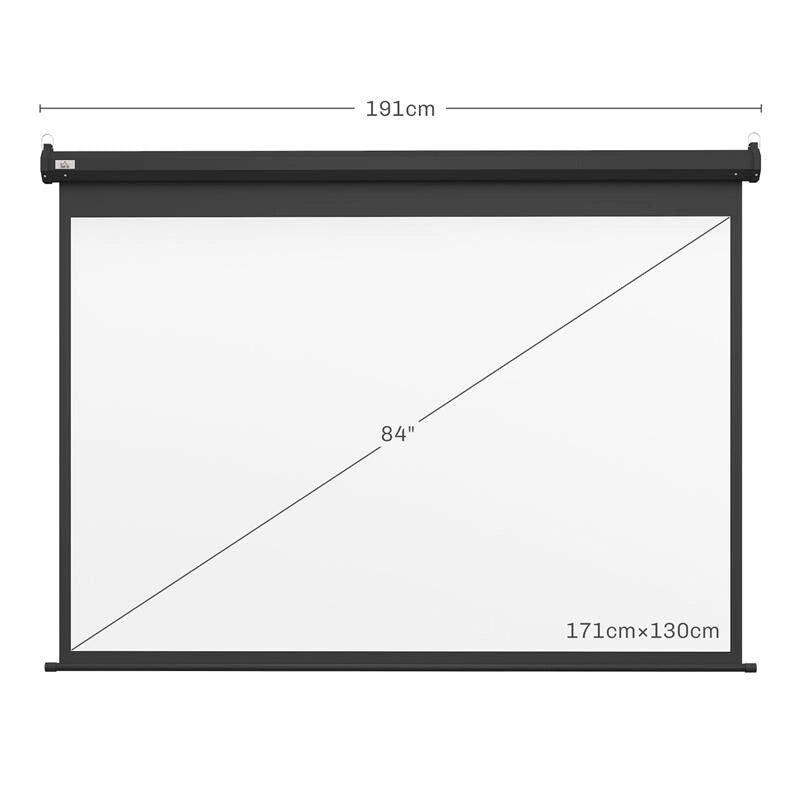 SCHERMO PER PROIETTORE 89" FORMATO 4:3 REGOLABILE CON TELECOMANDO, 171X130CM, NERO