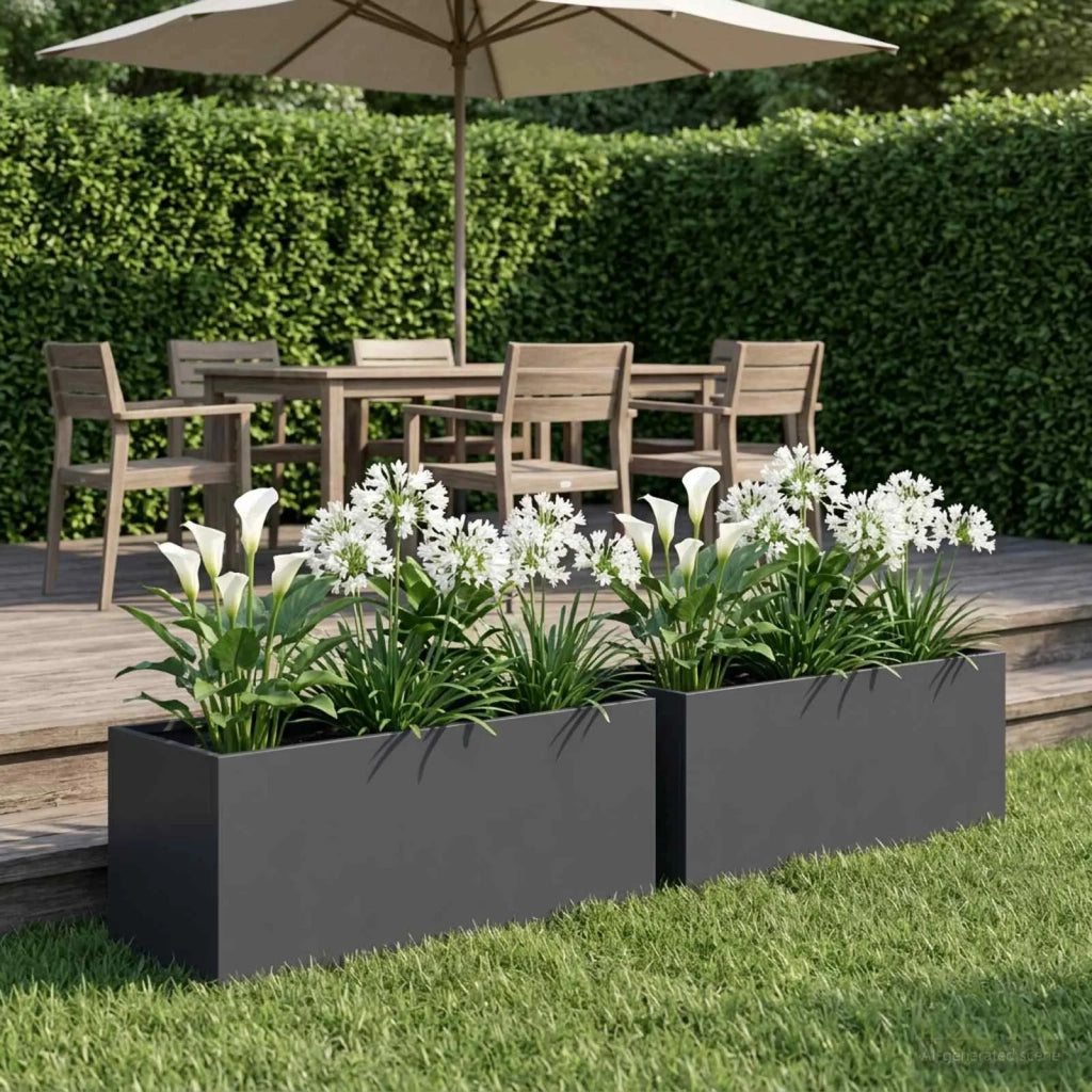 Vaso da giardino 2 pz Antracite 40 x 20 x 20 cm 8005139