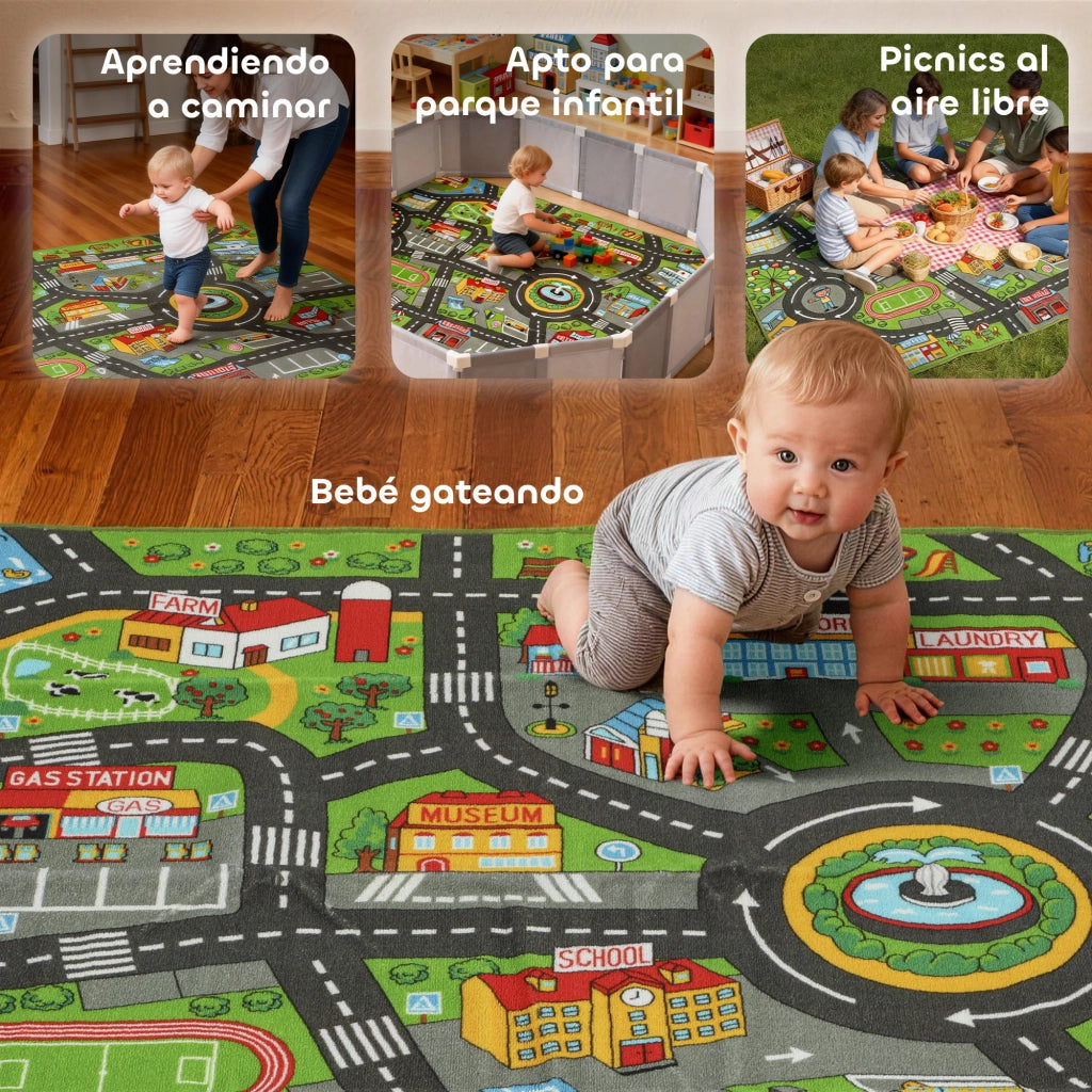 Tappeto Gioco Citt¨¤ Stradale per Bambini ¨C Xylo ¨C 200x150 cm Antiscivolo