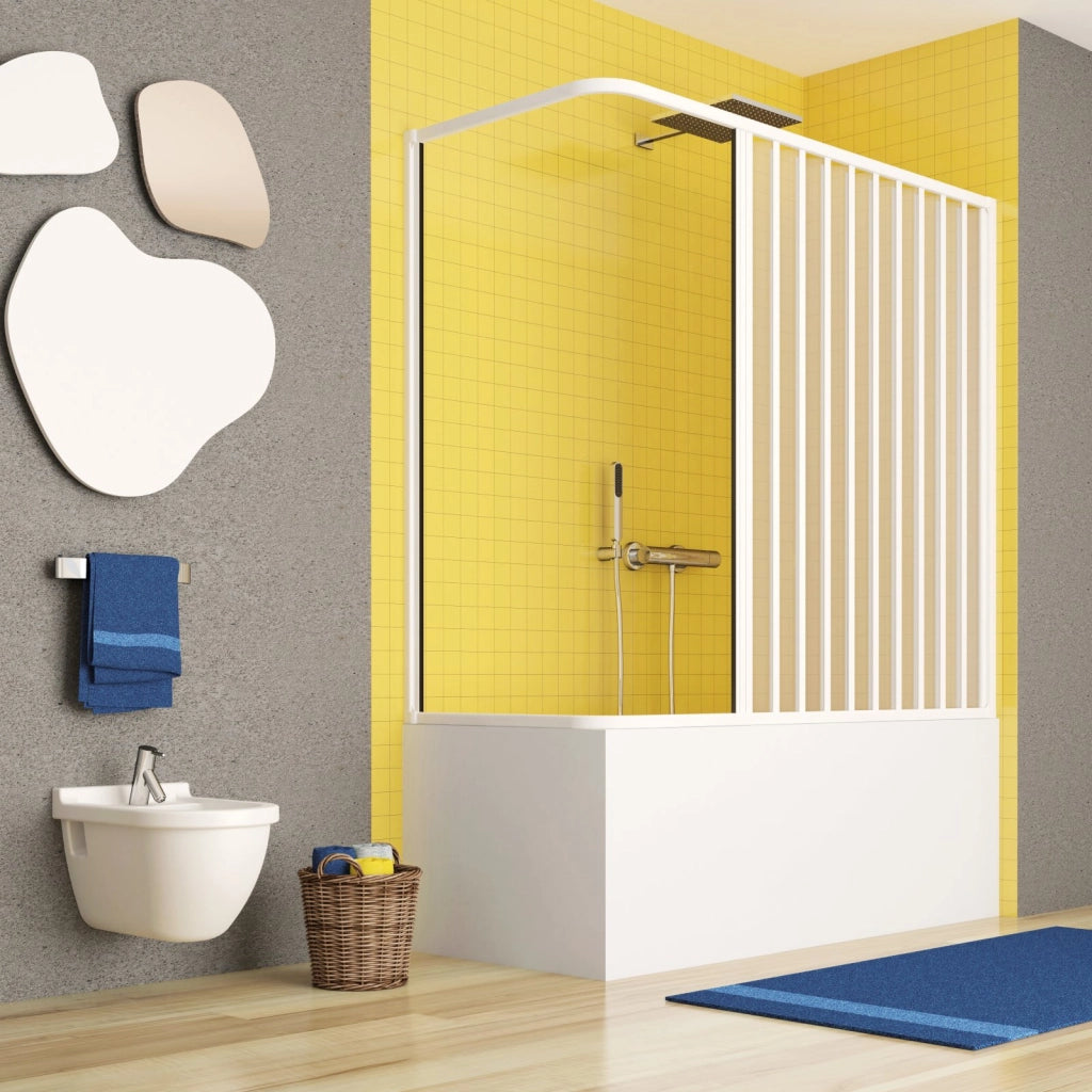 Box vasca due lati apertura laterale a soffietto, pvc bianco h150cm Platra Raily Bianco,70x160 cm