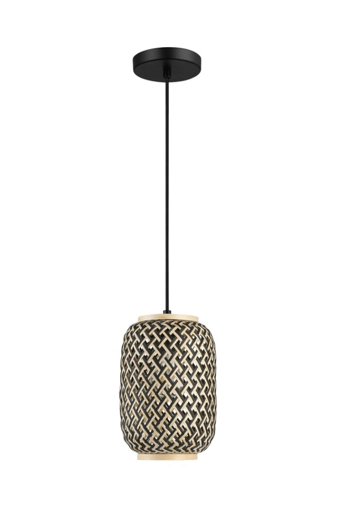 Sospensione Rabalux Adalla E27 1 luce nero opaco rattan