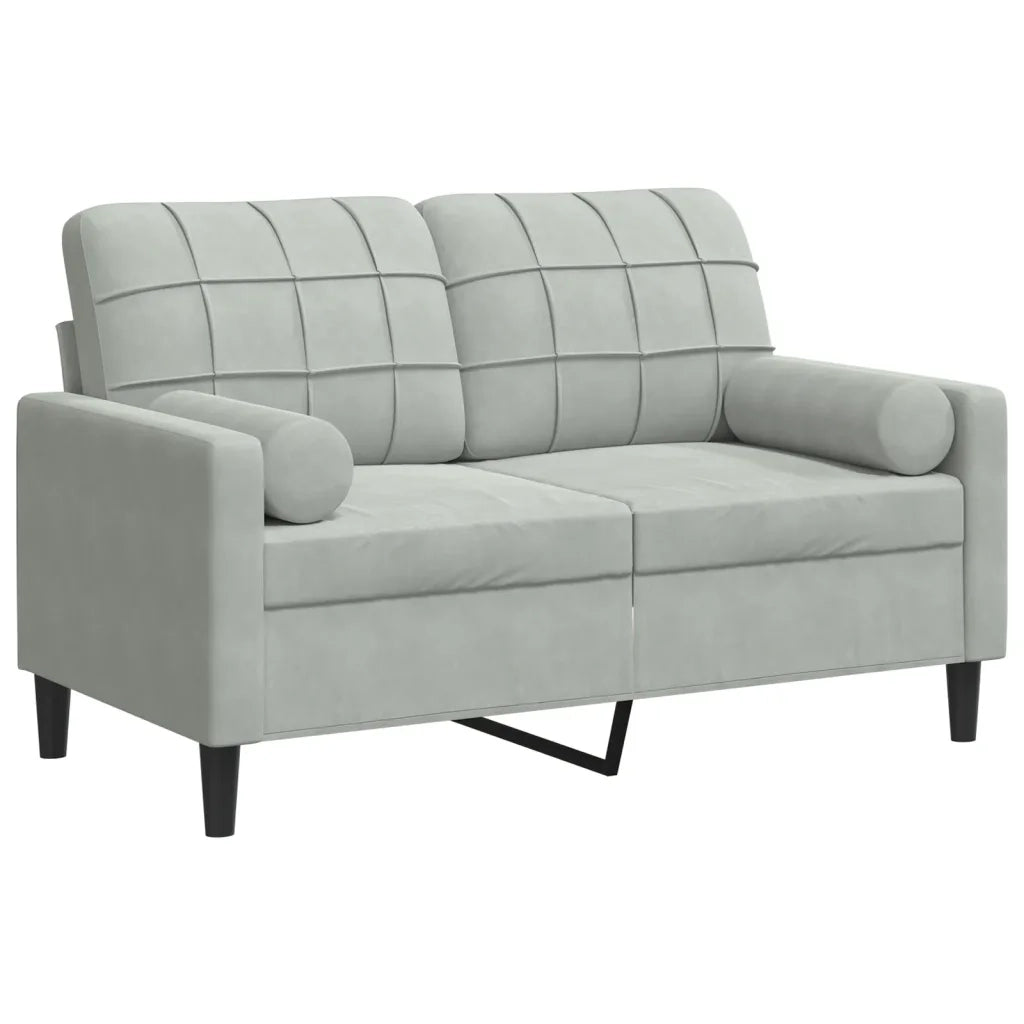Divano a 2 Posti con Cuscini-Sofa 2 Posti con Cuscini Grigio Chiaro 120 cm in Velluto 788118