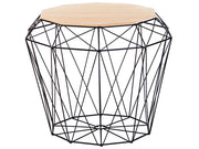Tavolino Luce Base in Legno e Metallo Nero Piano Removibile Glam