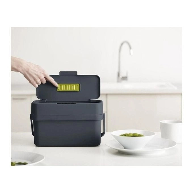 Joseph Joseph 30107 Compo 4 litri Contenitore per Rifiuti Alimentari Design Stretto con Coperchio Ribaltabile e Ventilazione Regolabile colore Grafite