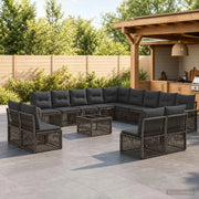 Set Divano da Giardino 14 pz Grigio polyrattan 3434996