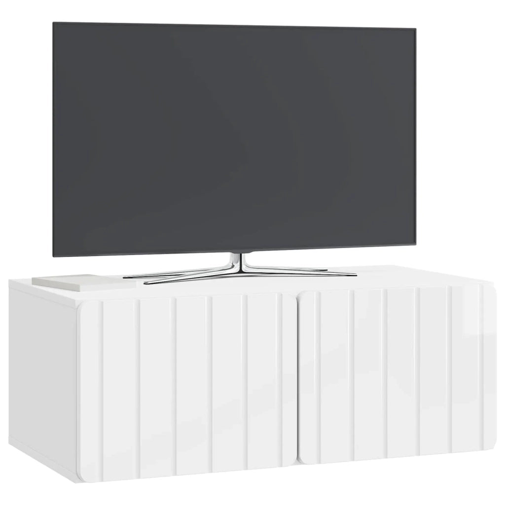 Mobile Porta TV da Muro-Credenza per TV sospesa Bianco Lucido 78,5 x 41 x 30 cm 849597