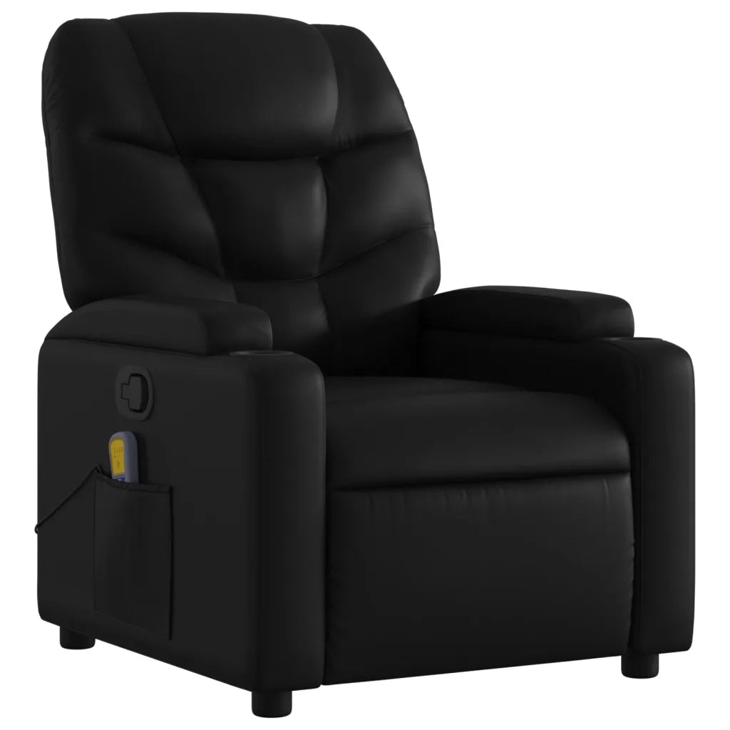 Poltrona reclinabile massaggiante in Similpelle Nera 3205643