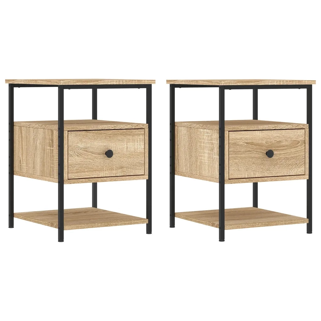 Set di 2 Comodini | Armadio da Notte | Mobiletto da notte Rovere Sonoma 40x42x56 cm in Legno Multistrato