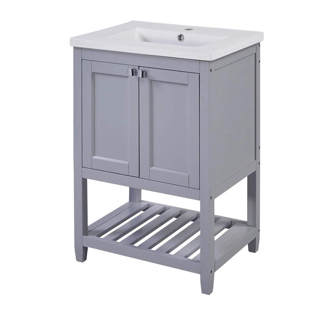 Mobile bagno con lavabo in ceramica 61 cm grigio e bianco