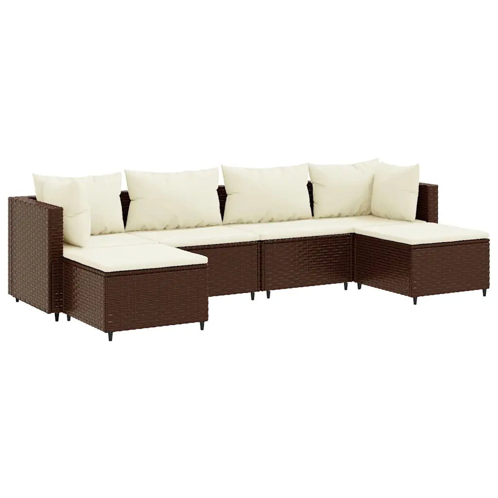Set Mobili da Giardino 6pz con Cuscini in Polyrattan Marrone 3308241