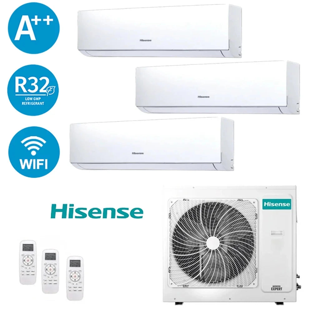 Climatizzatore Trial Inverter 7+9+9 Condizionatore con Pompa di Calore Classe A++/A+ Gas R32CF20/25/25YR4BG+3AMW52U4RJC