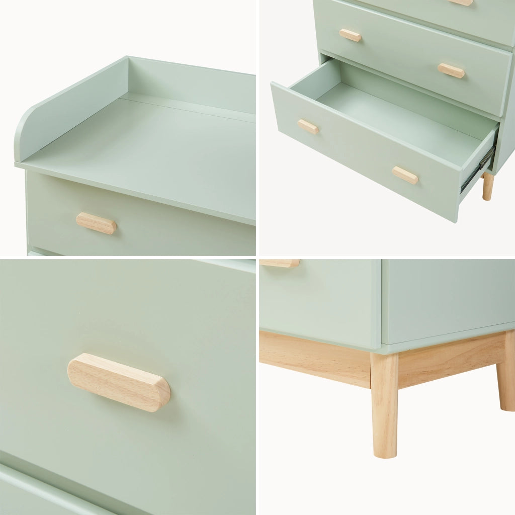 Cassettiera Sarievn con 3 Cassetti e Piano Fasciatoio Rimovibile 100 x 80 x 53 cm - Menta Verde [en.casa]