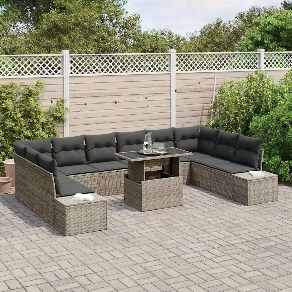 Set Divano da Giardino con cuscino 11 pcs Grigio polyrattan 3357992