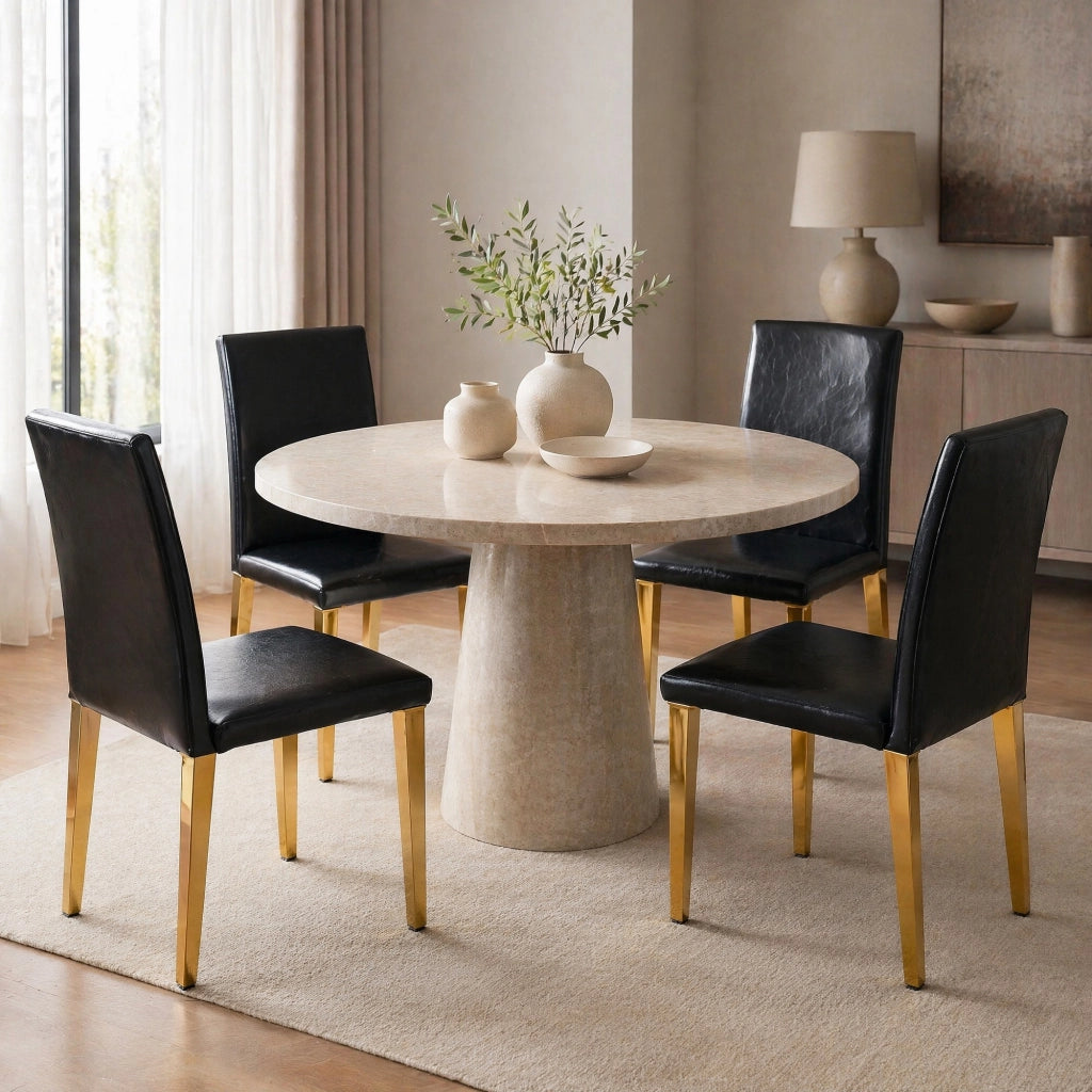 SEDIA DA PRANZO Set da 4 pezzi 90 cm Nero/Oro in PU e metallo