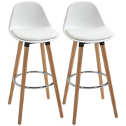 Set 2 Sgabelli da Bar con Schienale ¨C Minimal ¨C Legno e Plastica, Bianco