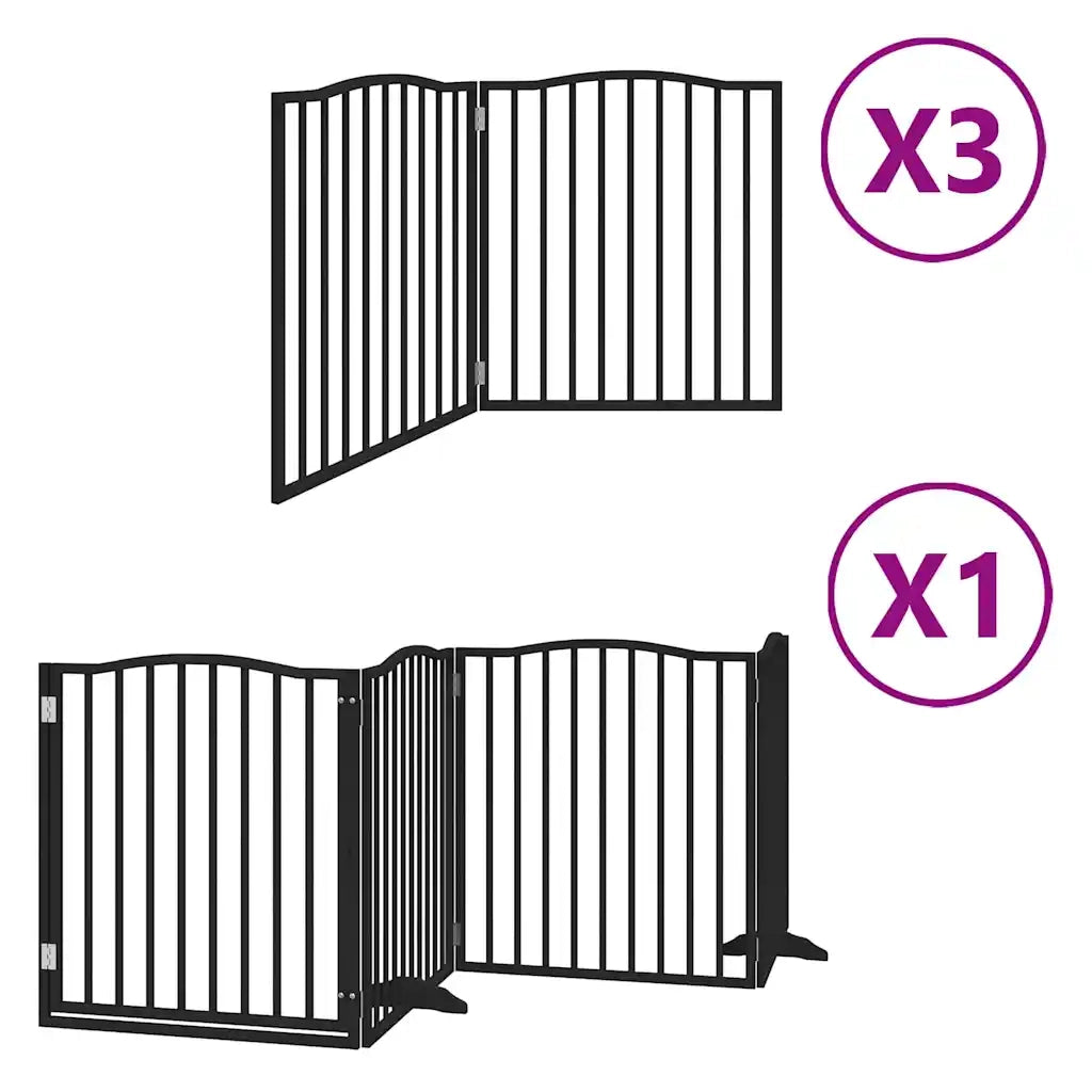 Cancello Cani Porta Pieghevole Nero 10 Pannelli 800 cm Pioppo 3155631