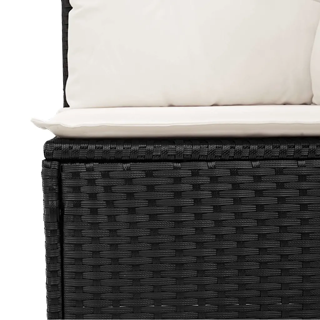 Set Divani da Giardino 5 pz | Set Salotto da Giardino con Cuscini in Polyrattan Nero