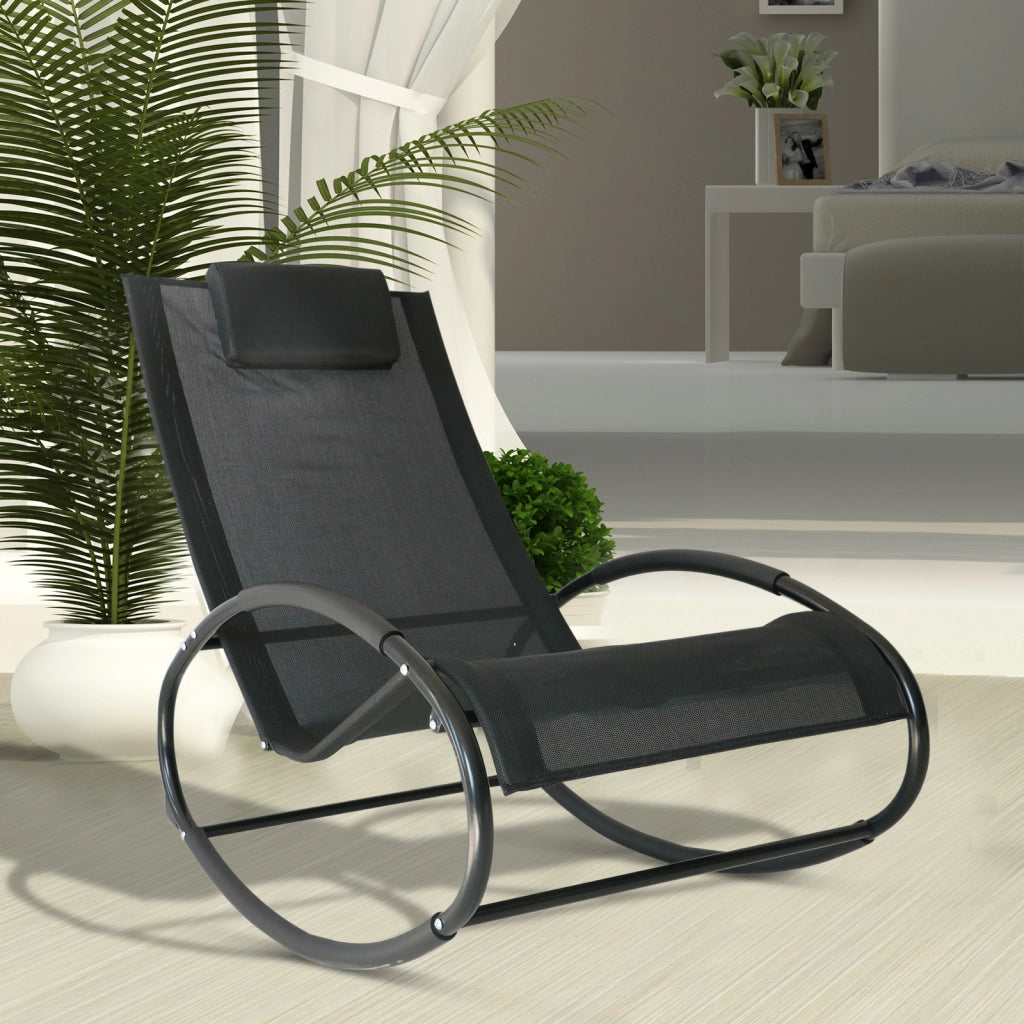 Sdraio da Giardino Zero Gravity con Cuscino ¨C Minimal ¨C 105x62x88cm, Nero
