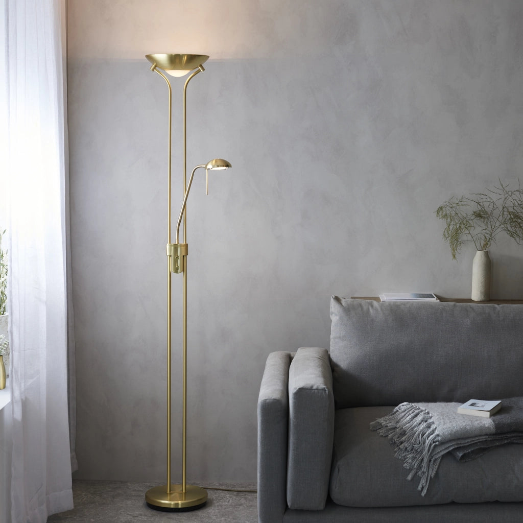Lampada da terra Rome ottone satinato lettura Endon
