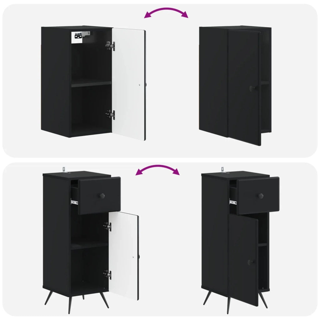 Set di Mobili da Bagno da 4 Pezzi BREDA Nero 3417964