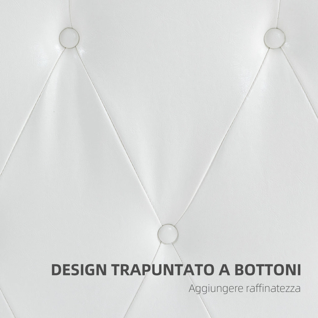 Testiera Letto Matrimoniale Imbottita con Bottoni ¨C Xylo ¨C Pelle PU Bianco 160x120 cm