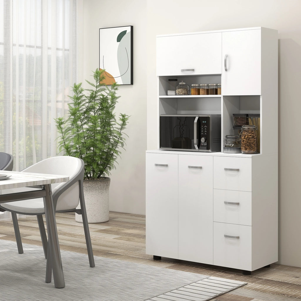 Buffet Cucina con 3 Cassetti e 3 Ripiani ¨C Minimal ¨C Bianco 89x39.5x168
