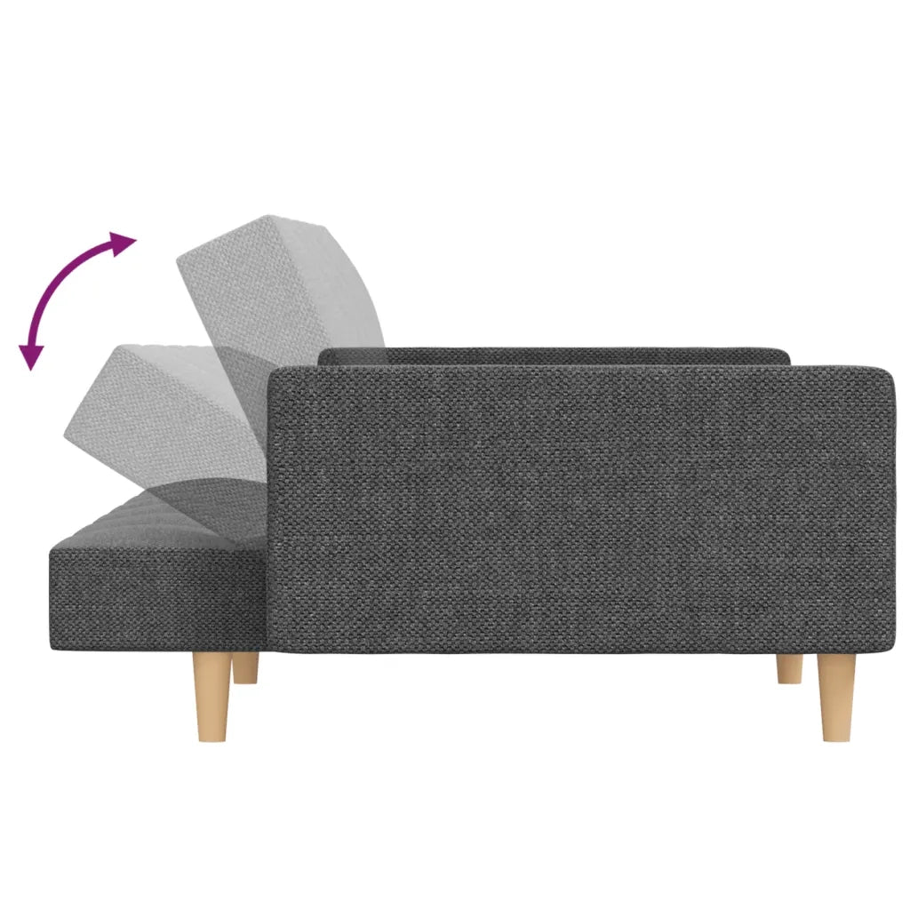 Divano Letto a 2 Posti con 2 Cuscini Grigio Chiaro in Tessuto 375799