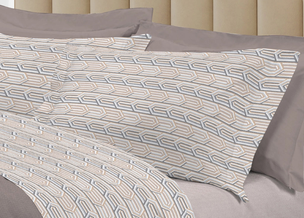 Completo Lenzuola Letto 100% Cotone Italy 3027 Disegno Henry - Singolo - Beige
