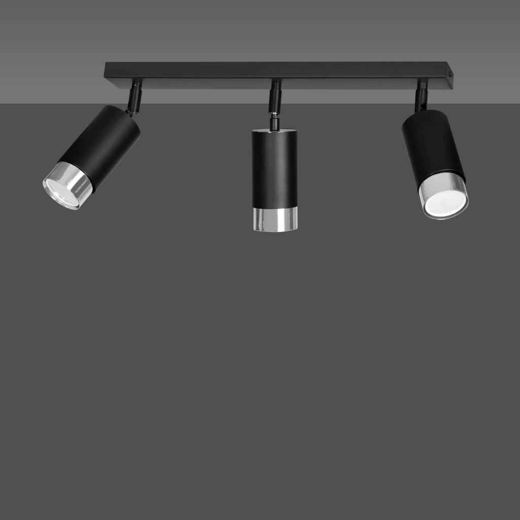 Plafoniera Emibig HIRO 3 faretti GU10 nero/cromo 45 cm