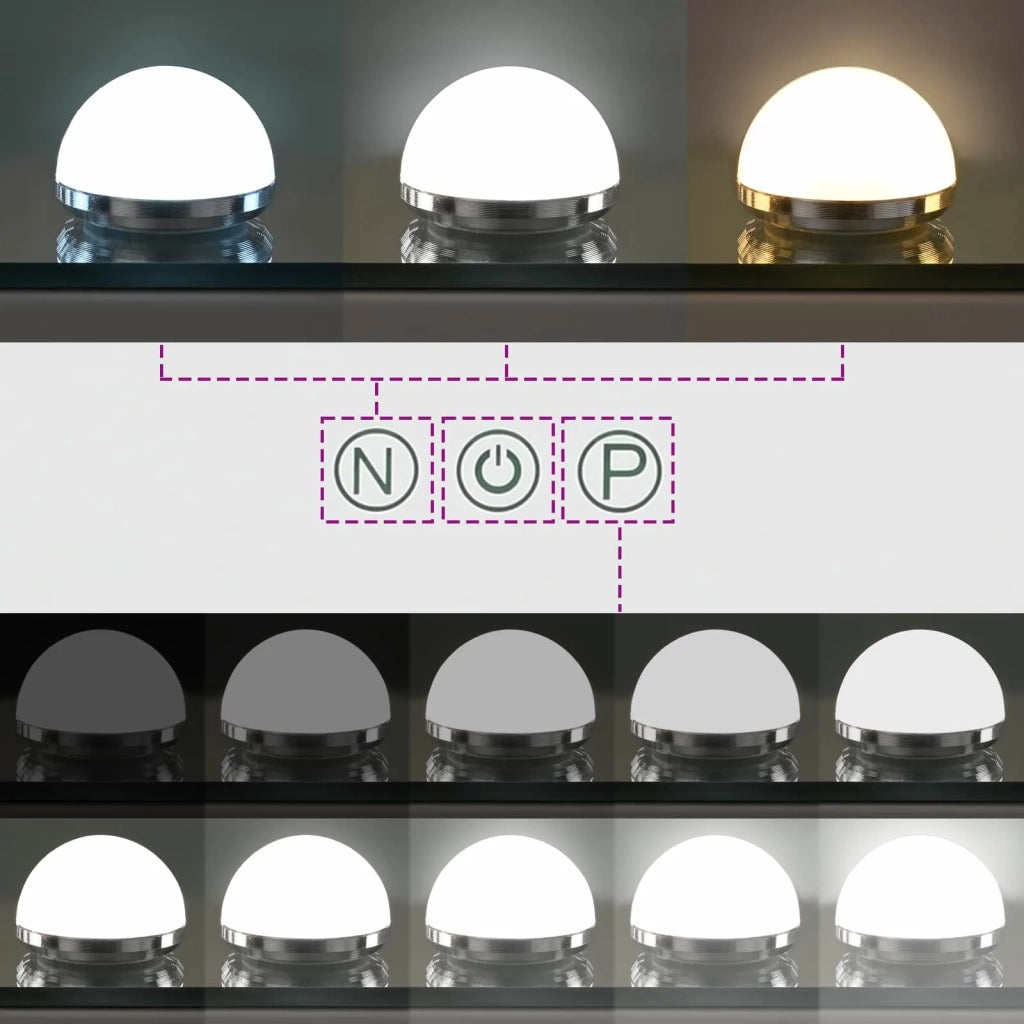 Specchio LED da Vanit¨¤ Bianco 50 x 10 x 44 cm Vetro e acciaio