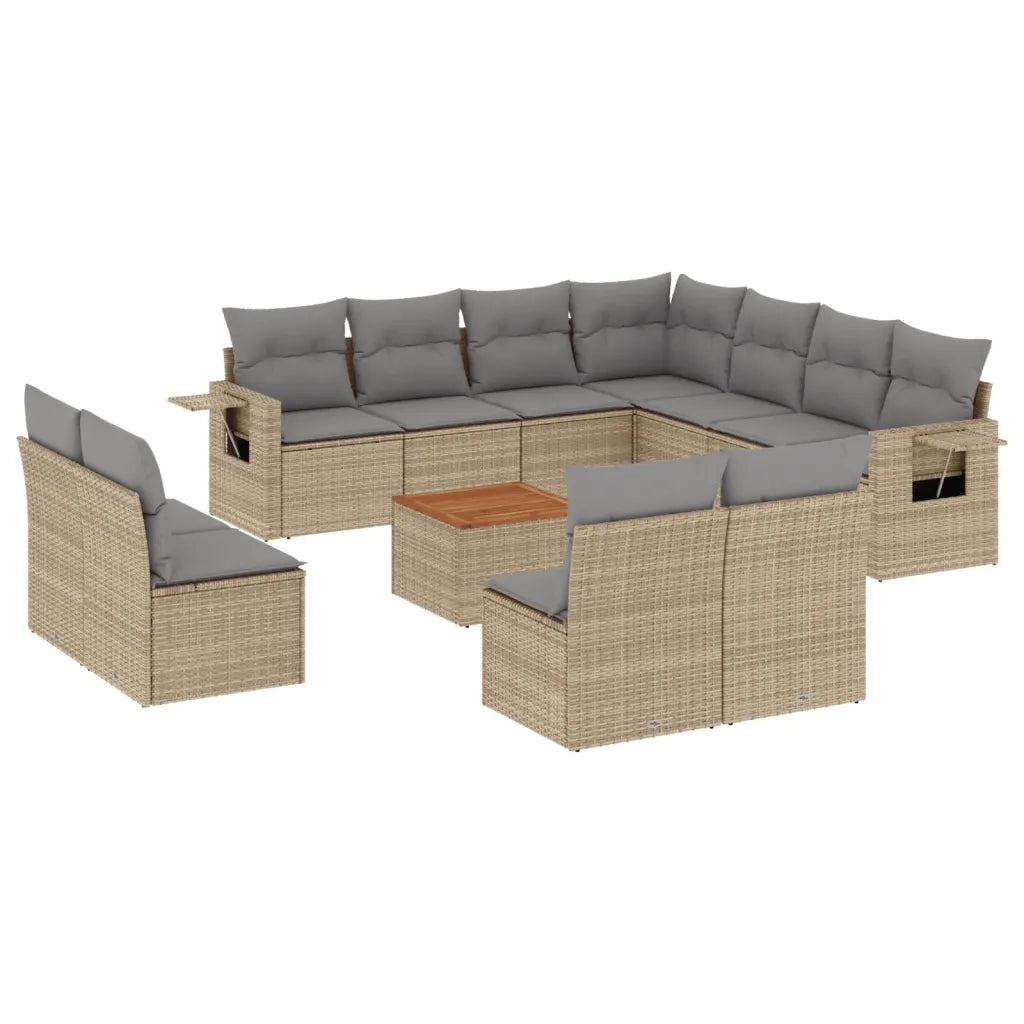 Set Divano da Giardino 12 pz con Cuscini Beige Misto Polyrattan 3256955