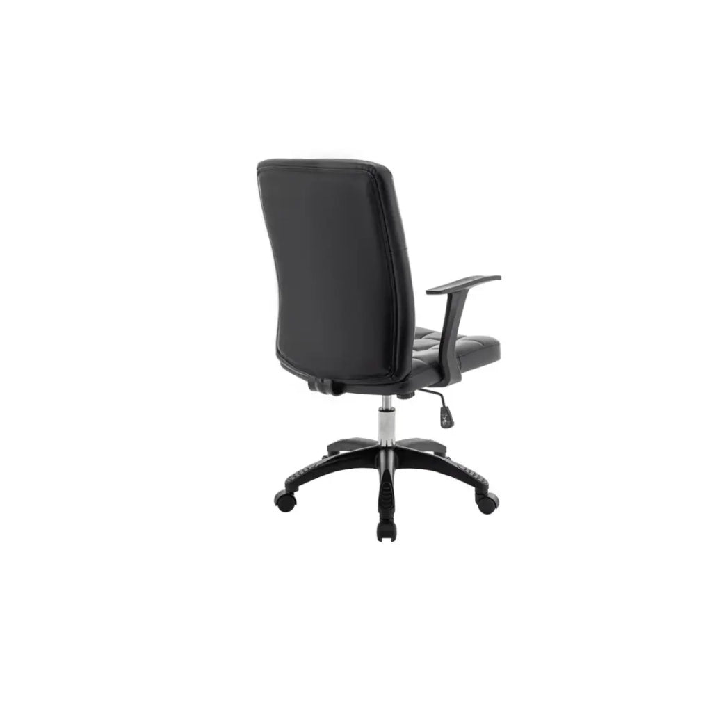 Sedia da ufficio KARDEN - Tessuto nero - Braccioli - Girevole - Piedi in metallo - Stile ergonomico e contemporaneo