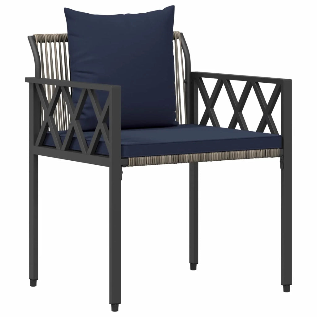 Set Mobili da Esterno 4 pcs Grigio e Blu Navy polyrattan 42025345