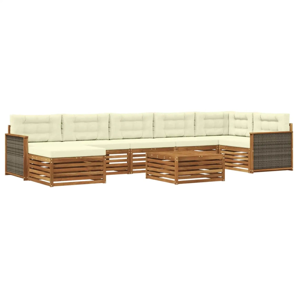 Set di divani da esterno con cuscino 8 pcs Naturale e Crema 3383648
