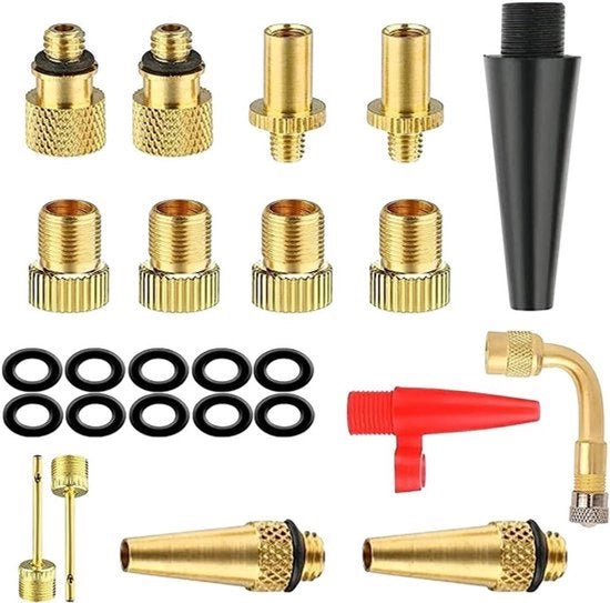 Adattatori per valvole pneumatiche - Compressore - Adatto per pompe per bicicletta - 25 pezzi di adattatori per DV AV SV siringa - Adattatori di alta qualità con diverse applicazioni
