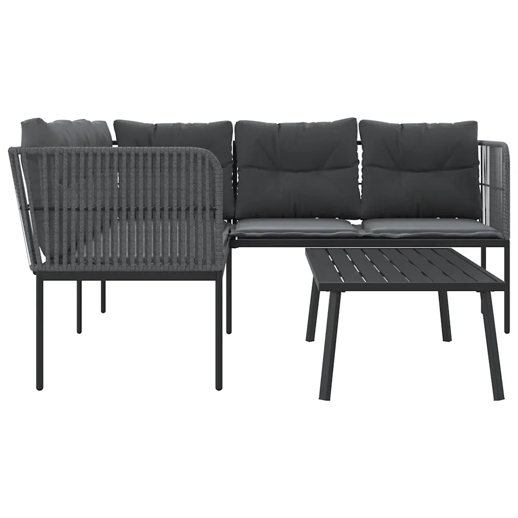 Set Divano da Giardino con Cuscini Nero Acciaio e Textilene 3283747