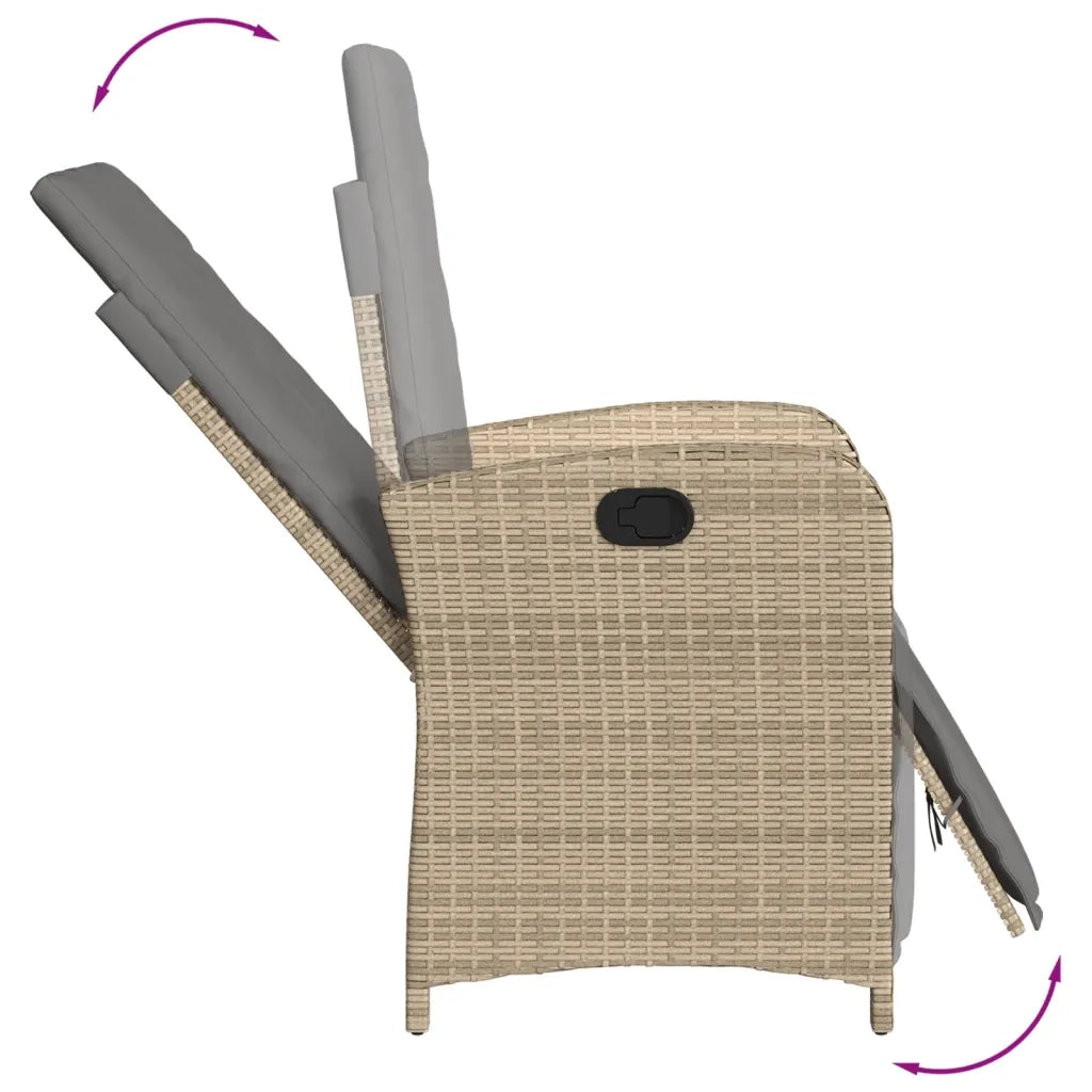 Set Pranzo da Giardino 7 pz con Cuscini Beige Misto Polyrattan