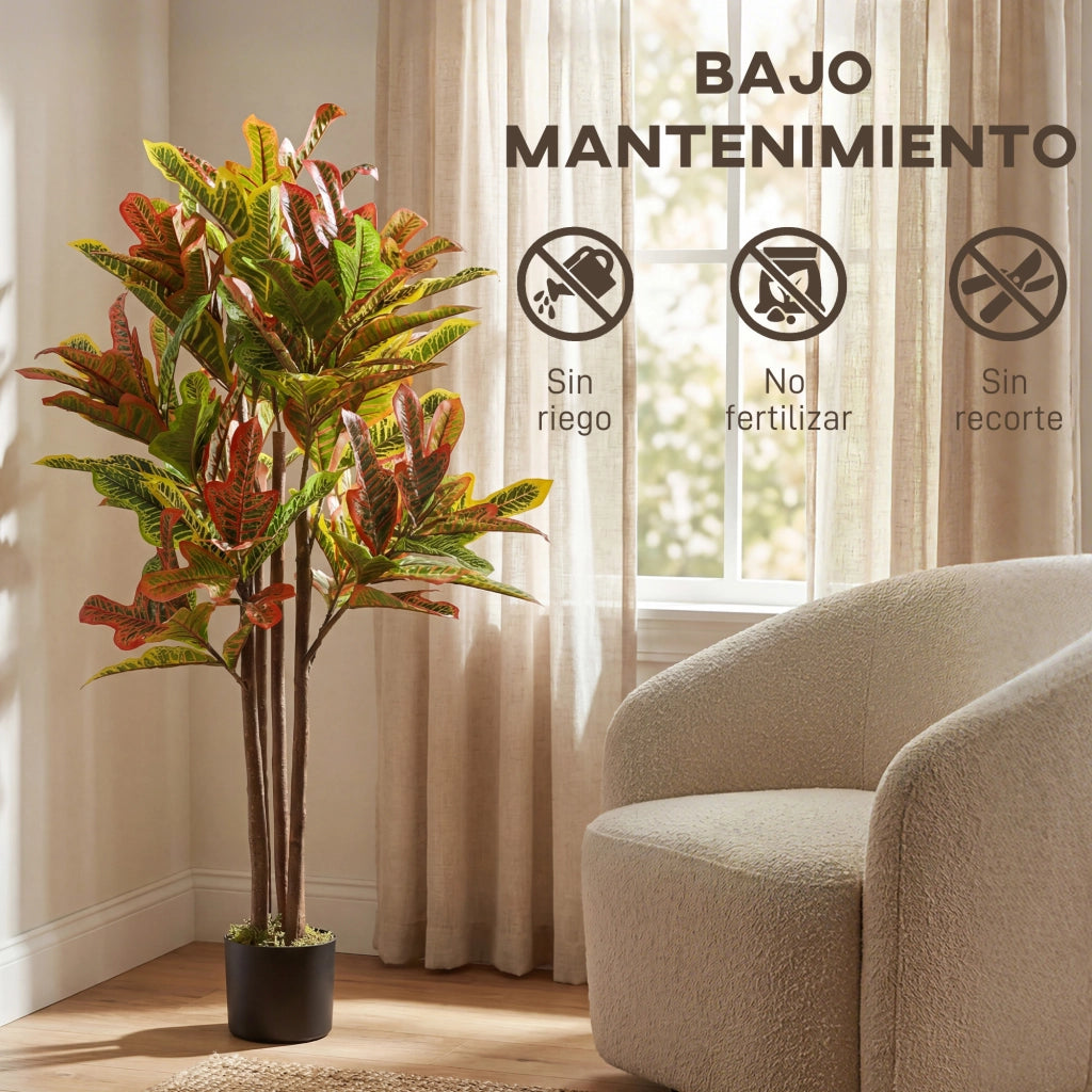 Pianta Artificiale Croton ¨C zephmum ¨C 120 cm Multicolor con Vaso