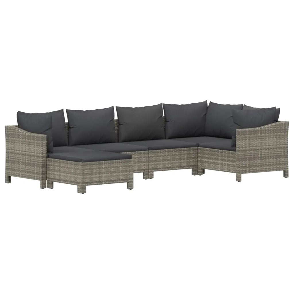 Set Divani da Giardino 6 pz con Cuscini in Polyrattan Grigio 3187291