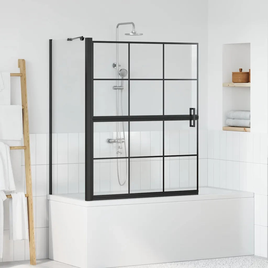 Schermo per Bagno e Doccia Nero e trasparente 116 x 68 x 128 cm