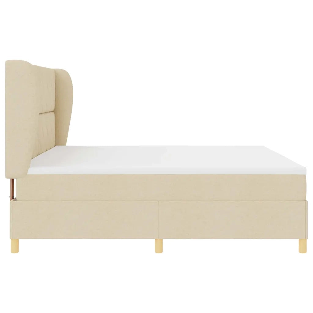 Letto a molle con materasso Crema 200 x 200 cm Tessuto 3340842