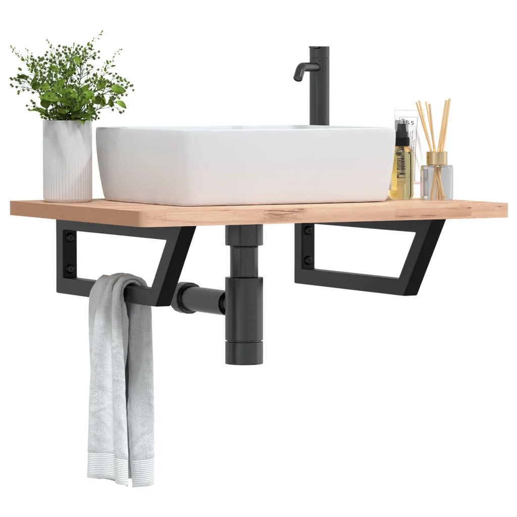 Reggimensole per Lavabo 2 pz Nere Trapezio in Acciaio 4007285