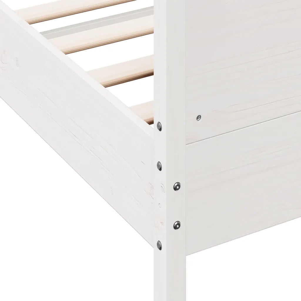 Letto matrimoniale | Letto per adulti | Letto senza Materasso Bianco 120x190 cm Legno Massello di Pino